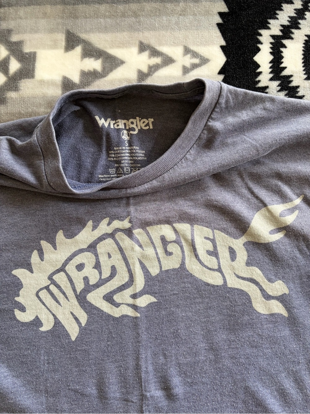 Wrangler Blue Graphic Short-Sleeve Tee with Cream Logo - Picture 3 of 6